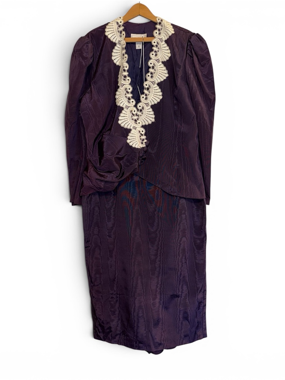 Vintage McClintock 2 Piece Top Skirt Purple Victorian Mother of the Bride Lace